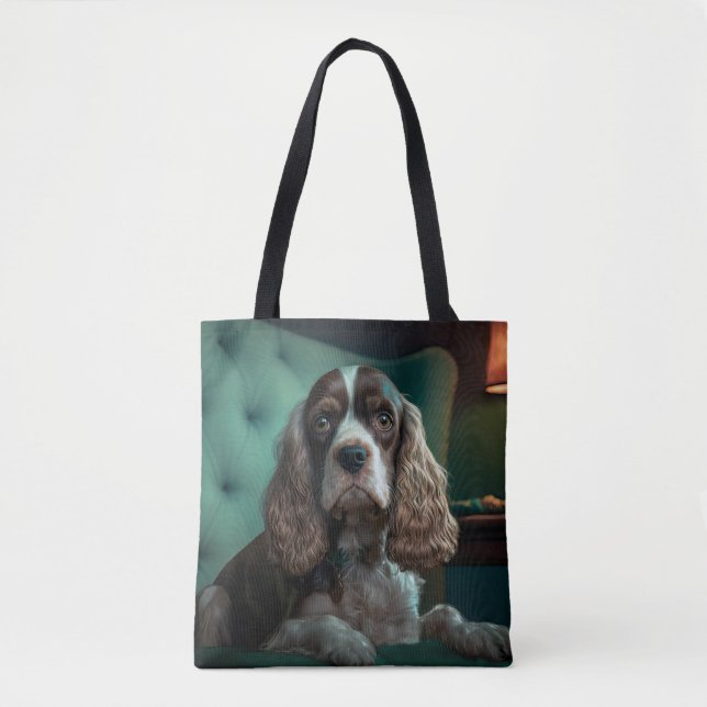Elegant Cocker Spaniel Klassisk Porträttdesign Tygkasse (Framsida)