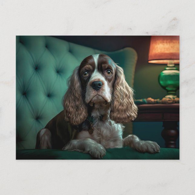 Elegant Cocker Spaniel Klassisk Porträttdesign Vykort (Framsida)