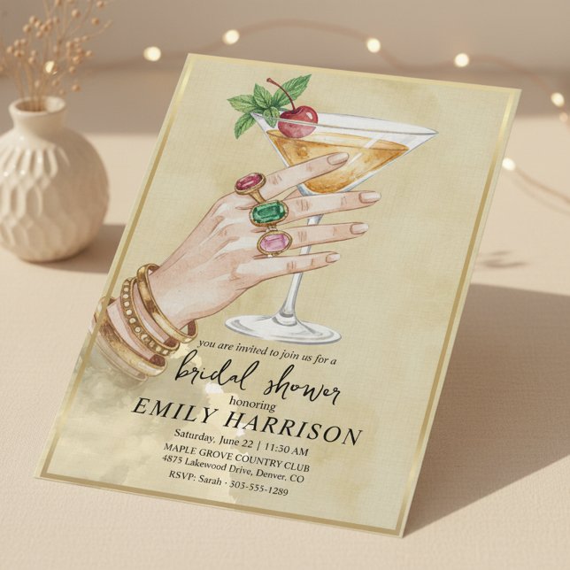 Elegant Cocktail Bridal Shower Invitation Art Inbjudningar (Skapare uppladdad)