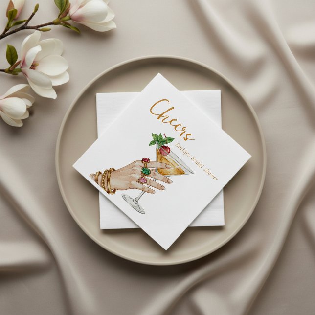 Elegant Cocktail Bröllopsdusch Pappersservett (Skapare uppladdad)
