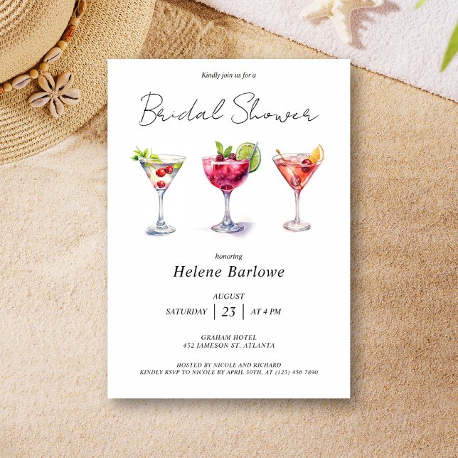 Elegant Cocktail-Möhippa Inbjudningar (Elegant Cocktail Bridal Shower Invitation)