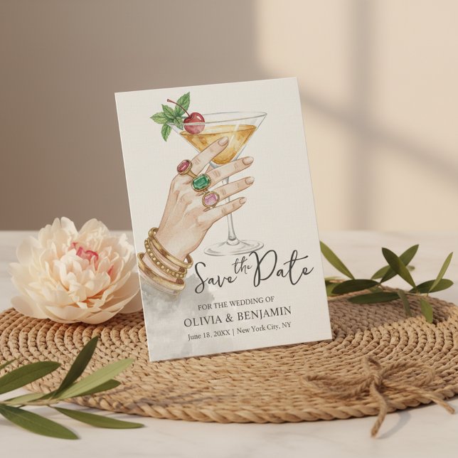 Elegant Cocktail Save the Date Wedding Invitation Inbjudningar (Celebrate your special day with this elegant Save the Date Wedding Invitation)