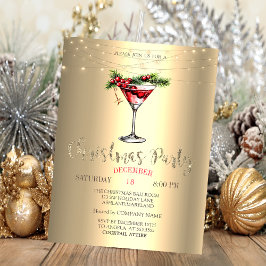 Elegant Cocktail,Strängljus Guld Jul Inbjudningar