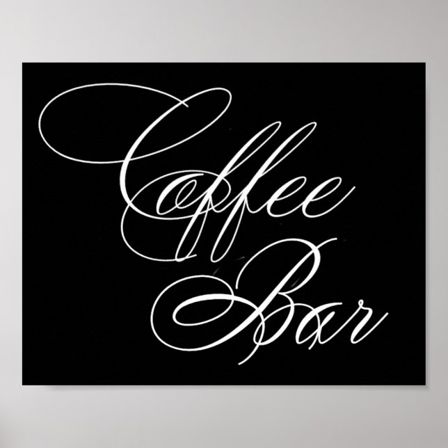 Elegant Coffee Pub White Script | VÅGRÄT BORD Poster (Framsidan)