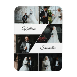 Elegant Collage Keepsaké Bröllop Magnet
