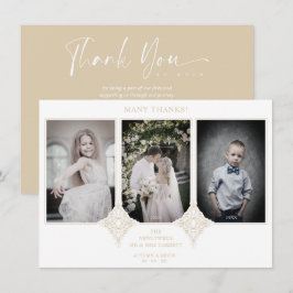 Elegant Collage Lace Romantic 3 Photos Couple Tack Kort