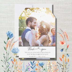 Elegant Collage Scrip Bröllop Photo Tack Kort