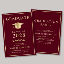 Elegant College Burgundy Guld Studentfest