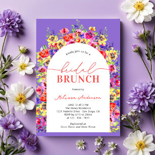 Elegant Colorful Blommigt Garden Möhippa Brunch Inbjudningar