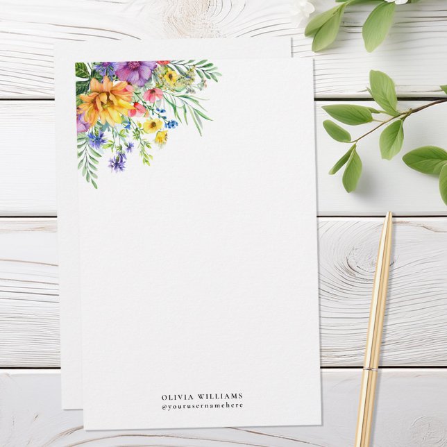 Elegant Colorful Blommigt Monogram Stationery Papp Brevpapper (Skapare uppladdad)