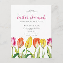 Elegant Colorful Blommigt Tulip Påsk Brunch Inbjudan Vykort