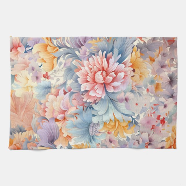 Elegant Colorful Blommönster Japan Art Kökshandduk (Horisontell)