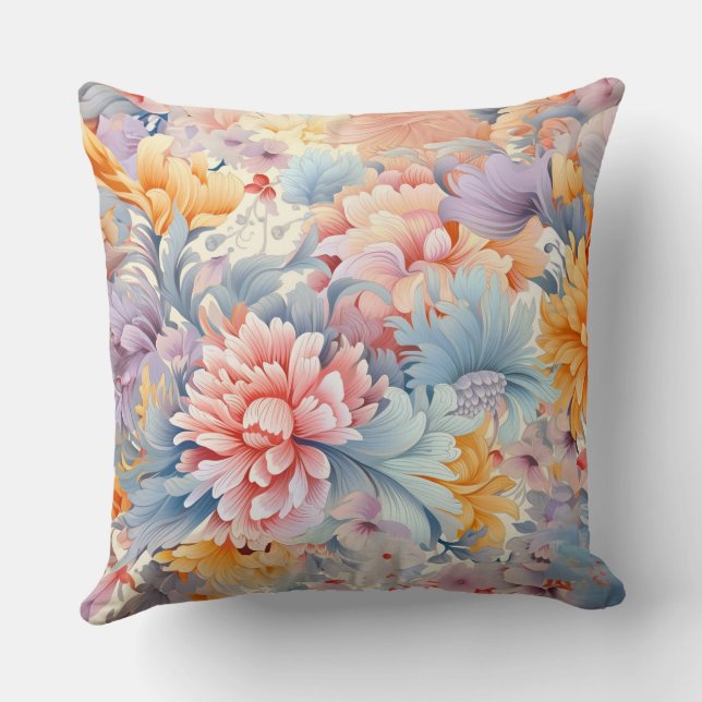 Elegant Colorful Blommönster Japan Art Kudde (Baksida)