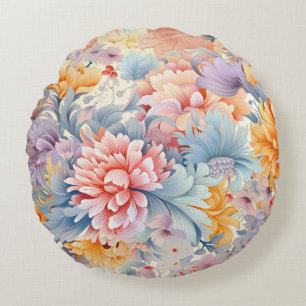 Elegant Colorful Blommönster Japan Art Rund Kudde