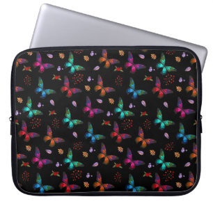 Elegant Colorful Butterflies on Black Laptop Fodral