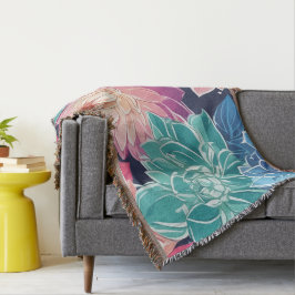 Elegant Colorful Dahlia Flowers on Mörk Background Filt