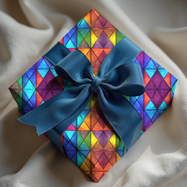 Elegant colorful diamond stained glass  presentpapper (Skapare uppladdad)