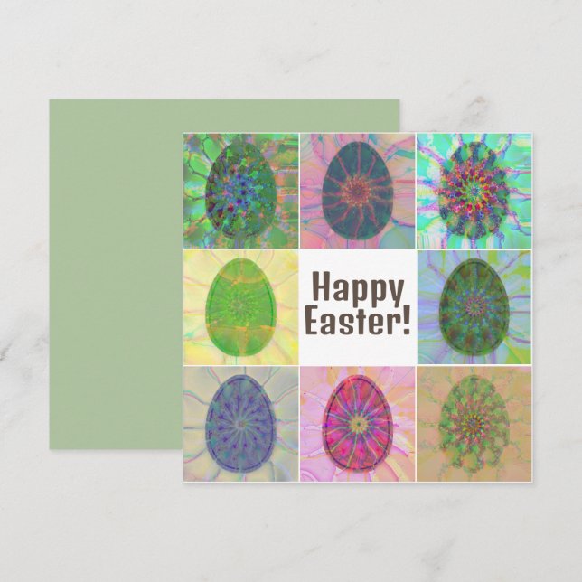 Elegant Colorful Eggs Abstrakt Art Påsk Card (Fram/baksida)
