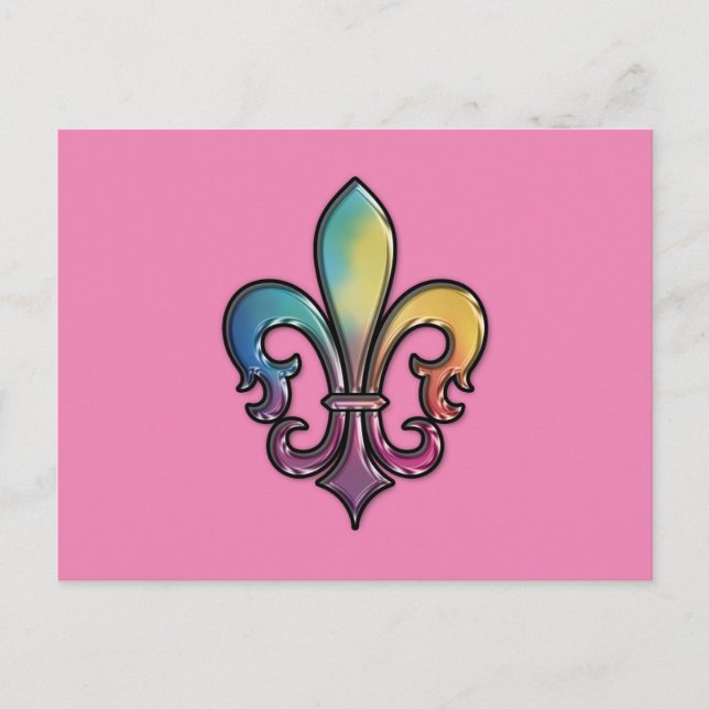 Elegant Colorful Fleur de Lis vykort (Framsida)