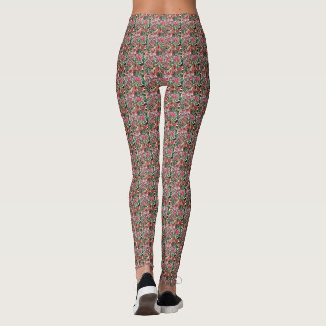 Elegant Colorful Lämna Mönster Leggings (Baksida)
