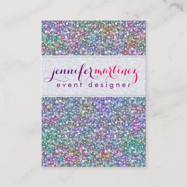 Elegant Colorful Lila Tint Glitter & Sparkles 2 Visitkort (Front)