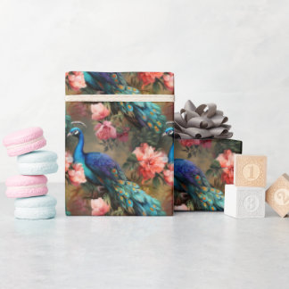 Elegant Colorful Peacocks & Flowers - Presentpapper