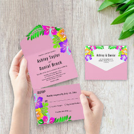 Elegant Colorful Ro Boho Rosa Blommigt Bröllop