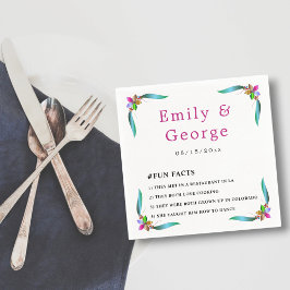 Elegant Colorful Ro Shiny Modern Blommigt Bröllop Pappersservett