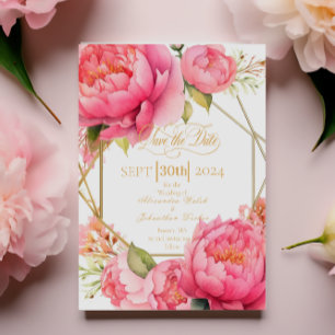 Elegant Colorful  Rosa Peonies-skript Spara Datumet