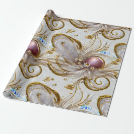 Elegant Colorful Silvery Golden Feathers Presentpapper