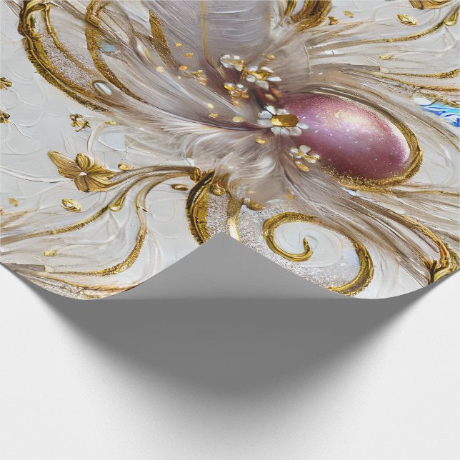 Elegant Colorful Silvery Golden Feathers Presentpapper (Hörn)