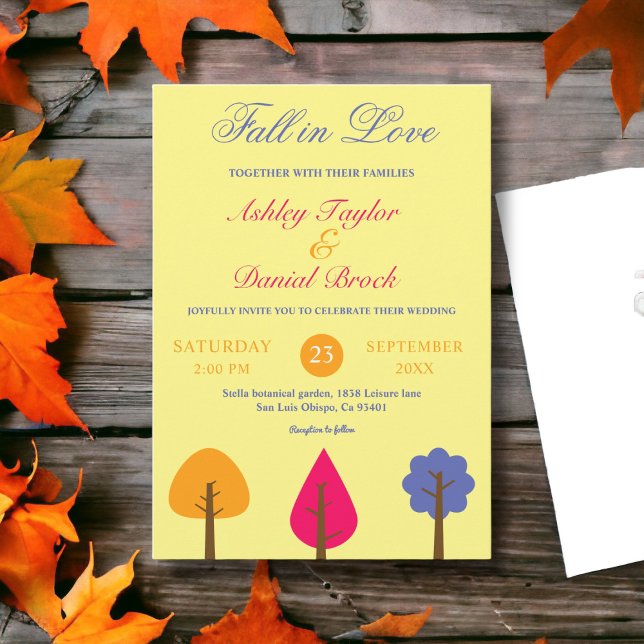 Elegant Colorful Träd Fall in Kärlek Rustic Bröllo Inbjudningar (Skapare uppladdad)