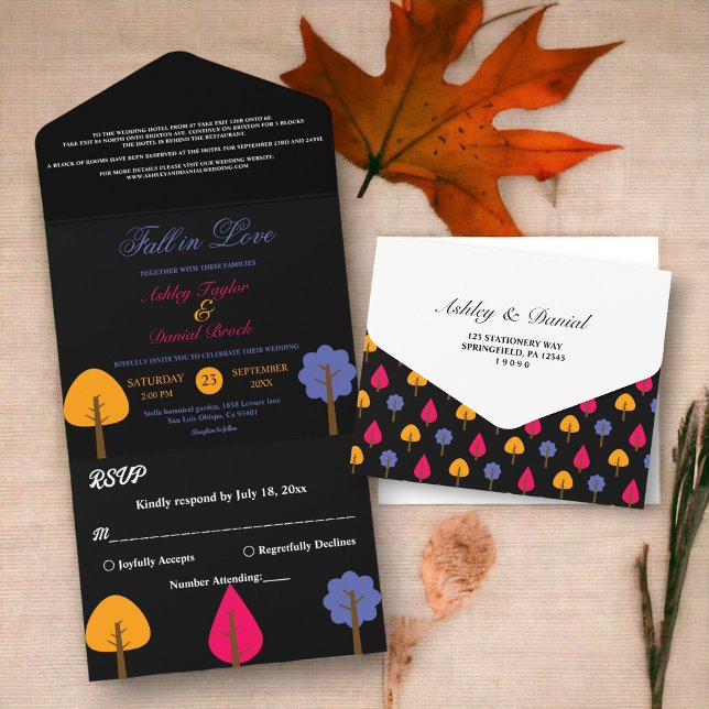 Elegant Colorful Träd Rustic Black Fall Wedding (Skapare uppladdad)