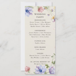 Elegant Colorful Vår Wildblomma Bröllopsprogram