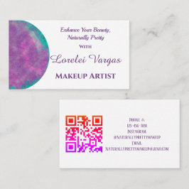 Elegant Colorful Watercolor Makeup Artist Visitkort