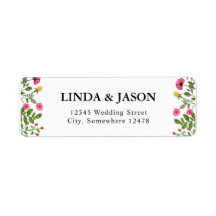 Elegant Colorful Wildblomme Bröllop Returadress