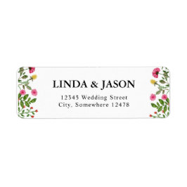 Elegant Colorful Wildblomme Bröllop Returadress Etikett