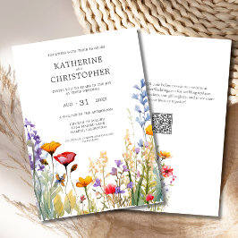 Elegant Colorful Wildblommor Bröllop Inbjudningar