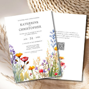 Elegant Colorful Wildblommor Bröllop Inbjudningar