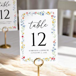 Elegant Colorful Wildflower Meadow Wedding Bordsnummer