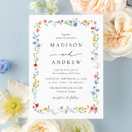 Elegant Colorful Wildflower Meadow Wedding Inbjudningar