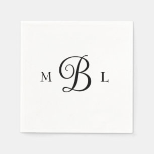 Elegant Combo Font Monogram Bröllop Cocktail Pappersservett