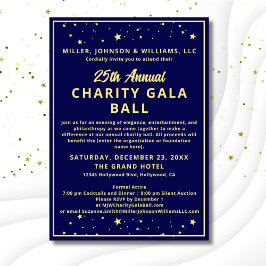 Elegant Company Charity Gala Boll Blue Guld Inbjudningar