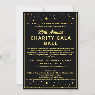 Elegant Company Charity Gala Boll Budget Black Inbjudningar