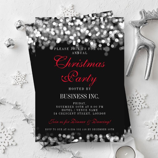 Elegant Company Corporate jul Party Silver Inbjudningar (Elegant Company Corporate Christmas Party Silver Invitation)