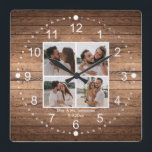 elegant Company & mr 4 foton collage rustic bröllo Fyrkantig Klocka<br><div class="desc">Bilder från freepik.com elegant Company & mr Minimum 4 foton collage rustik wood bröllop-årsdagen Square Wall Clock</div>