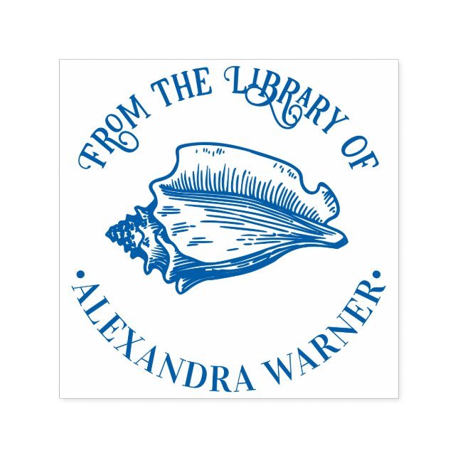 Elegant Conch Shell #2 Strandnära Rund Biblioteksb Självfärgande Stämpel (Design)