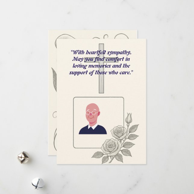 Elegant Condolence Card med Kor och Photo Ram Julkort (Fram/Back In Situ)