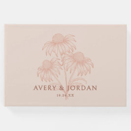 Elegant Coneflower Botanical Terracotta Bröllop Gästböcker