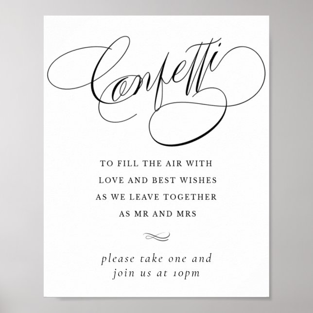 Elegant Confetti Black Calligraphy | Favoriter Bor Poster (Framsidan)